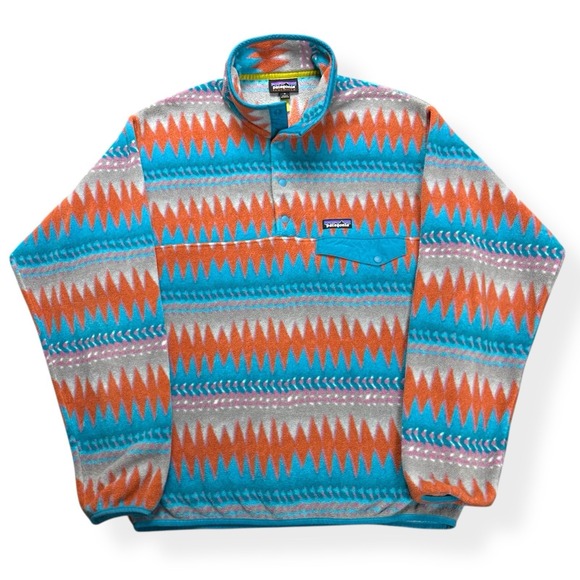 VTG 90s Patagonia Synchilla Aztec Native Snap-T Pullover Sweatshirt Men's Size M